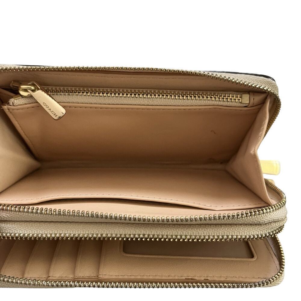 Coach Metallic Gold Leather Double‎ Zip Medium Wallet Wristlet - Picture 11 of 13
